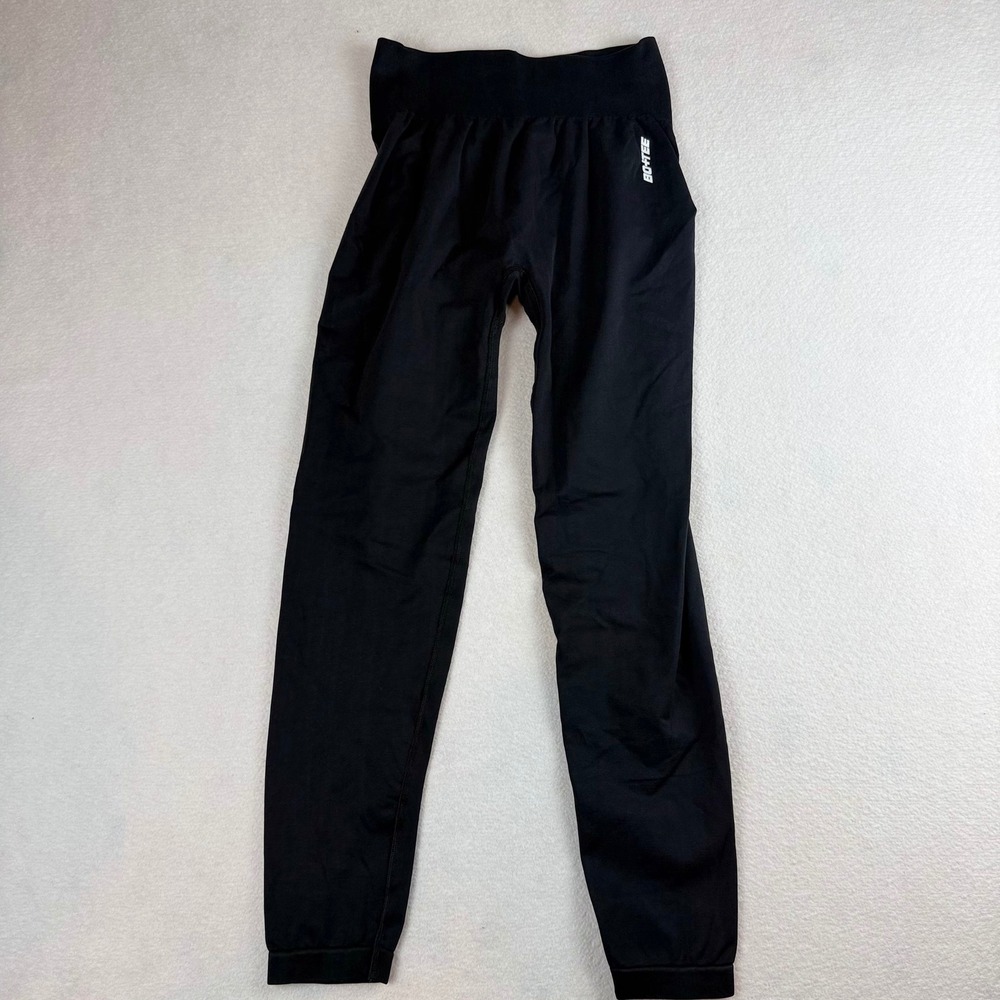 Bo+Tee Black Seamless High Waisted Contouring Activewear Leggings Womens